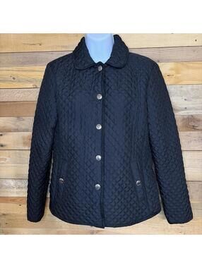 Chaps Coat Womens S Black Quilted Minimalist Understated Lightweight Classy Chic